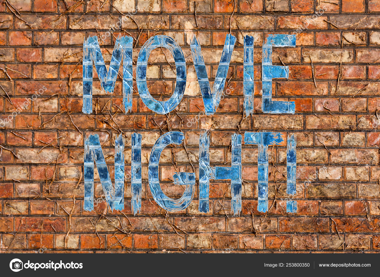 Conceptual hand writing showing Movie Night. Business photo text tells  story and that showing watch on screen or television Brick Wall art like  Graffiti motivational call written on the wall. Stock Photo